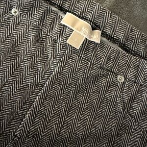 Michael Kors Black and White Herringbone Trousers